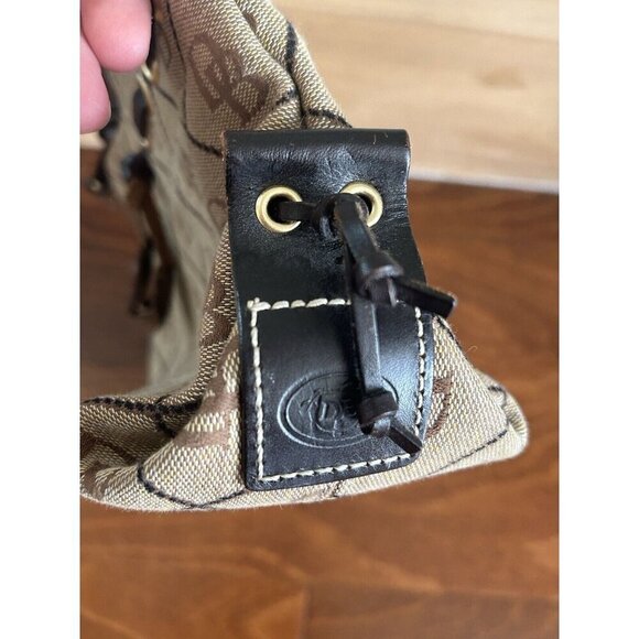 Vintage Dooney & Bourke Signature Monogram Small Hand Tote Purse Brown Leather - Picture 7 of 13